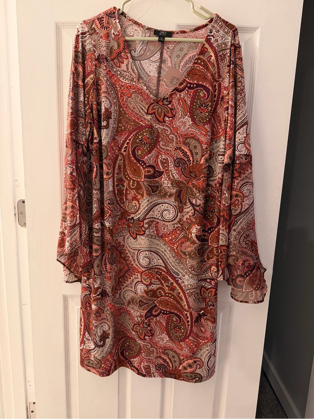 Rust Paisley Long-Sleeve Dress